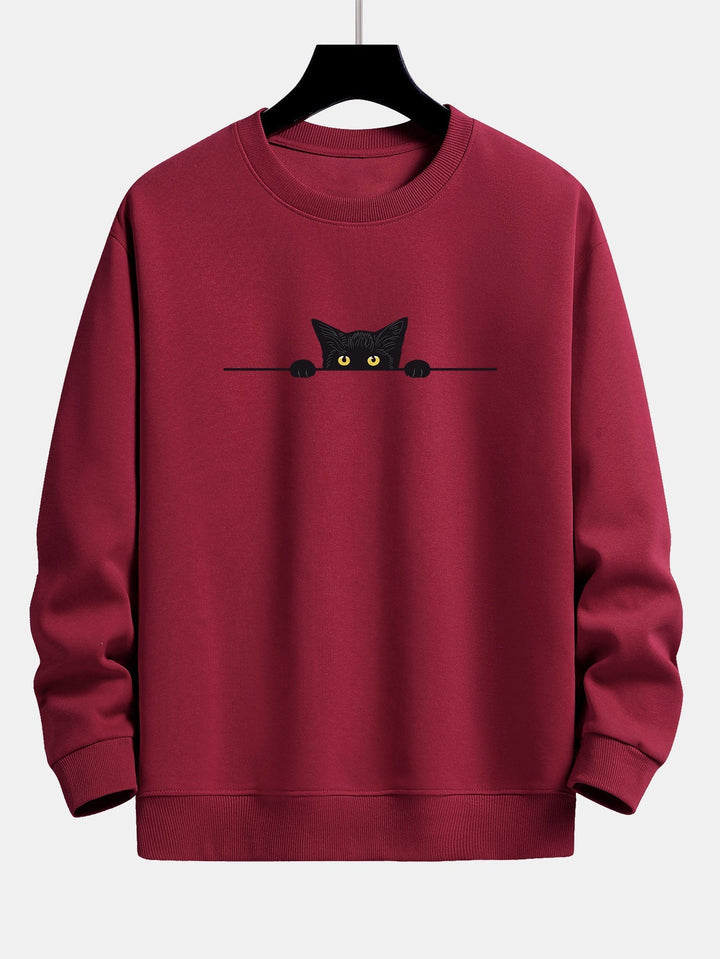 Black Cat Print Sweatshirt