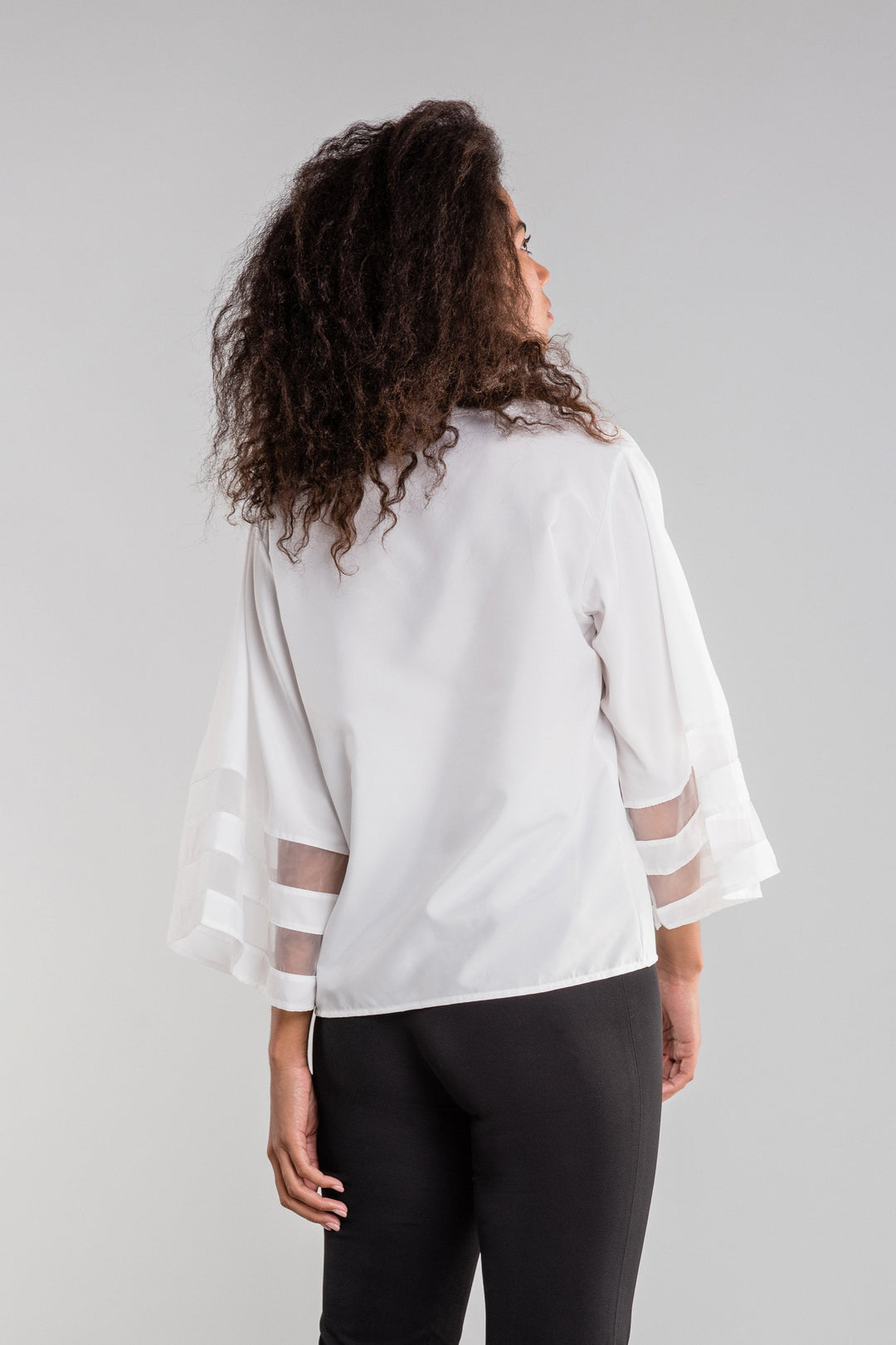 Mesh Panel Sleeve Loose Fit Top