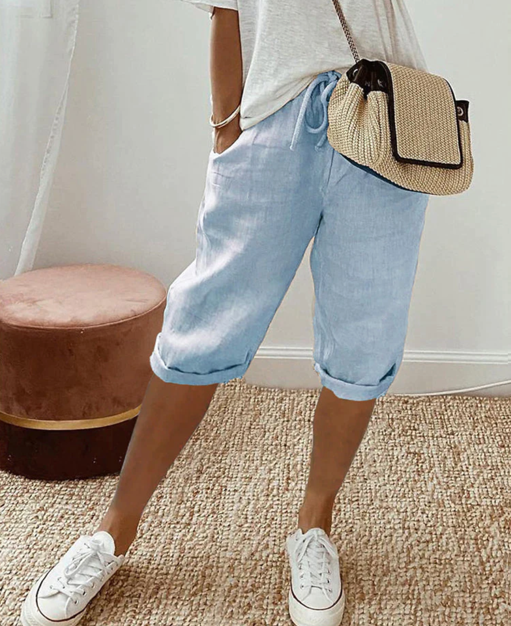 MADDY | KNEE-LENGTH LINEN SHORTS