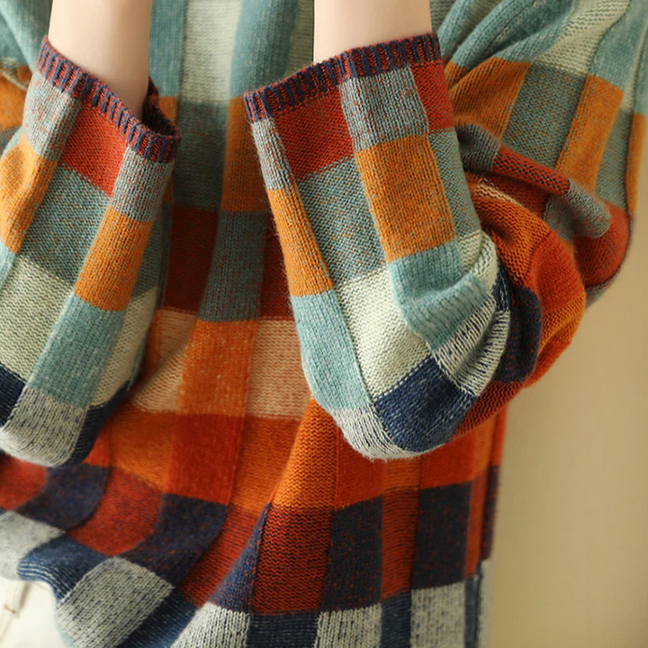 Adalynn | Turtleneck Sweater with Patchwork Pattern