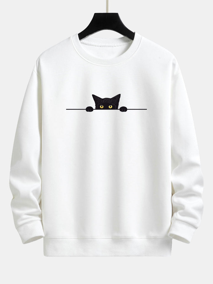 Black Cat Print Sweatshirt