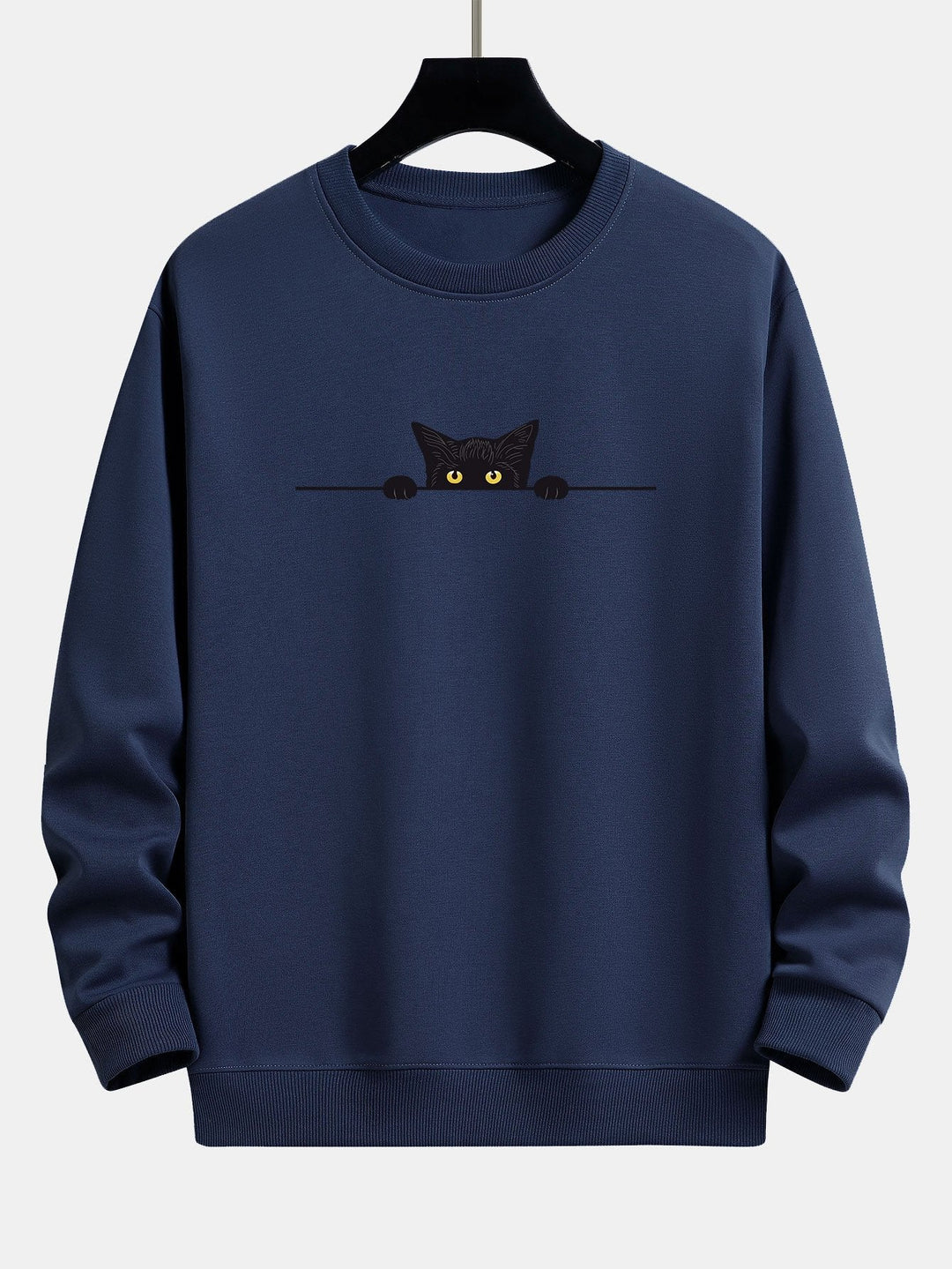 Black Cat Print Sweatshirt