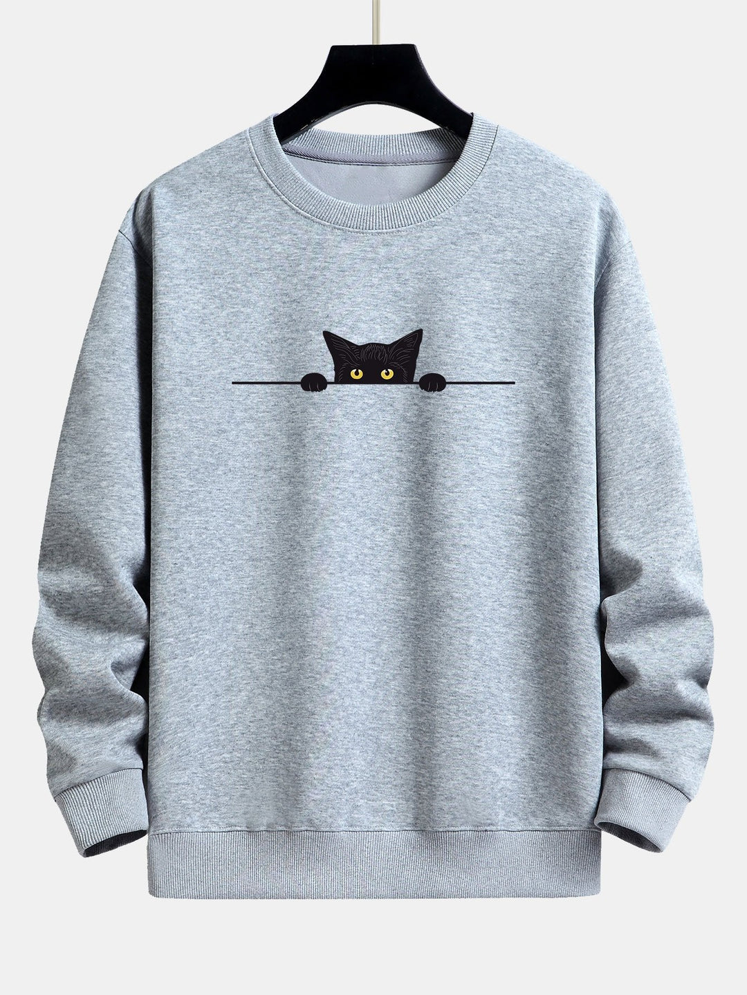 Black Cat Print Sweatshirt