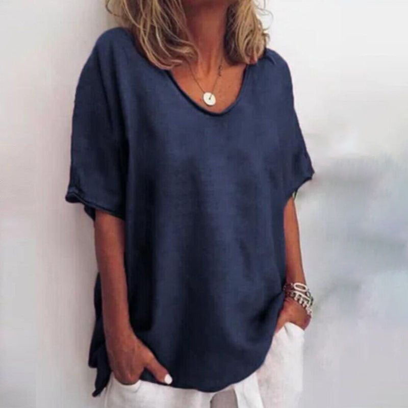 Ava | Crimped Half Sleeve T-Shirt - Versatile Women's Blouse